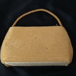 Purse with yellow and gold colored beads